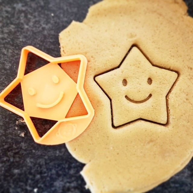 gaming star cookie cutter on dough