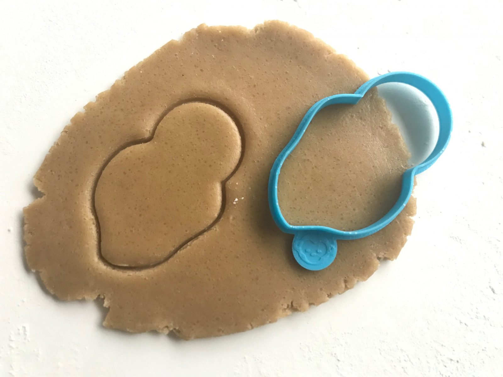 blue dream catcher outline cookie cutter, on dough